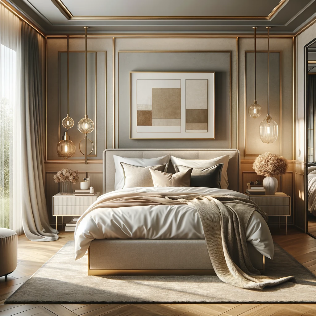 DALL·E 2024-03-19 00.25.26 - A cozy and inviting bedroom with a large, comfortable bed and luxurious linens. The room combines elements of classic and contemporary design, creatin